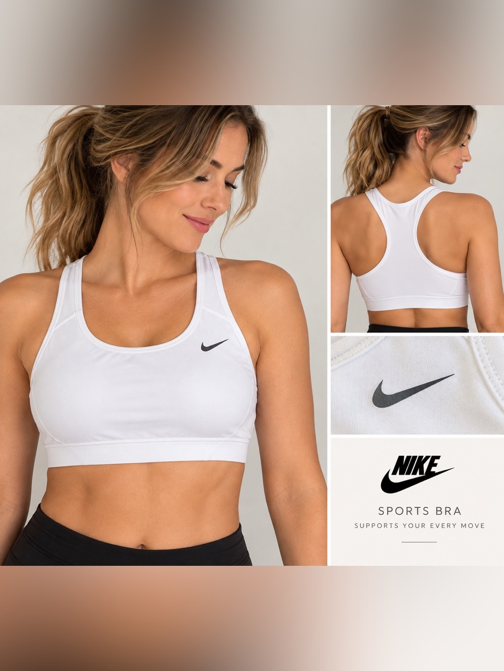 Nike White Sports Bra – Women’s Athletic Top